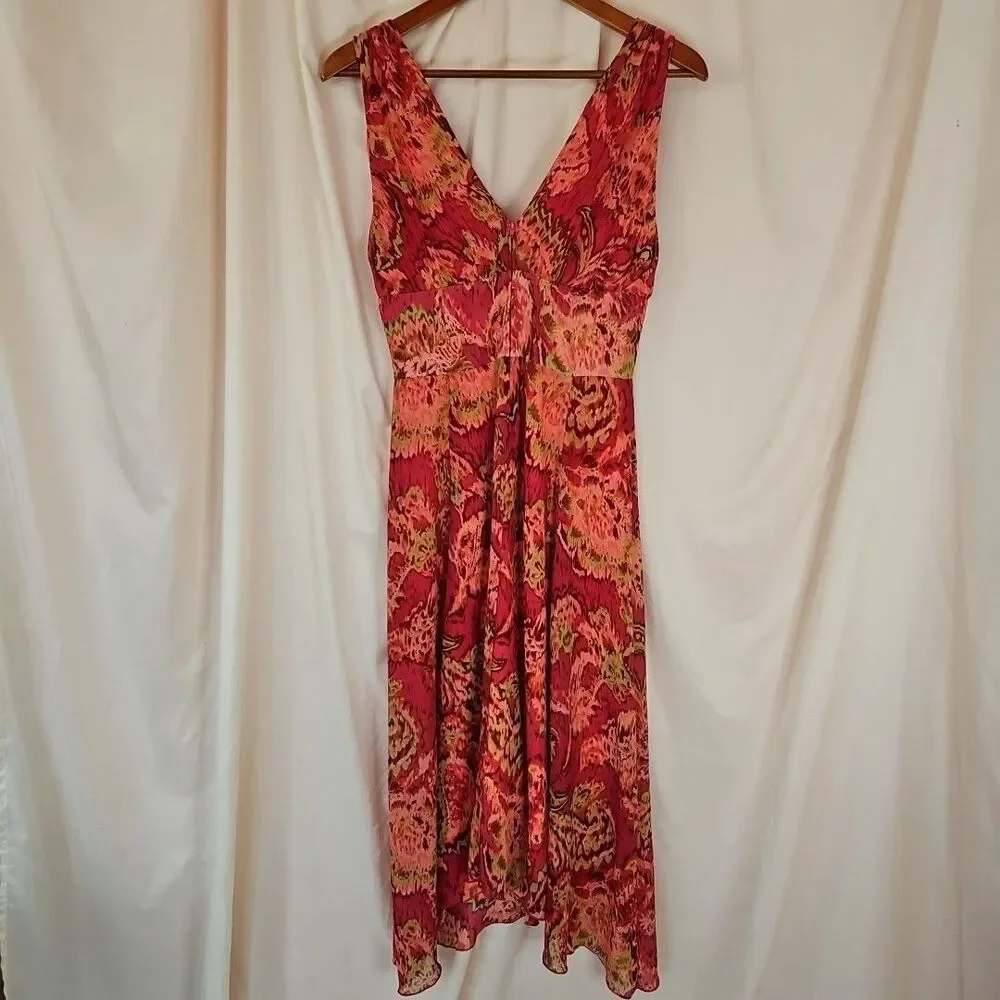 Dressbarn Asymmetrical Sheer Overlay Midi Dress Women's 4 Paisley Romantic Fairy
